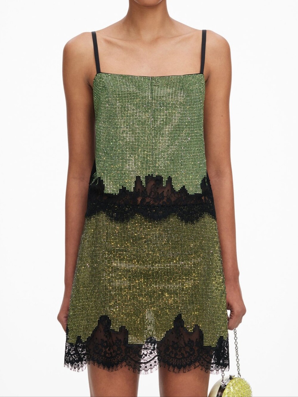 Self Portrait Green Crystal Chainmail Top - Picture 4 of 6
